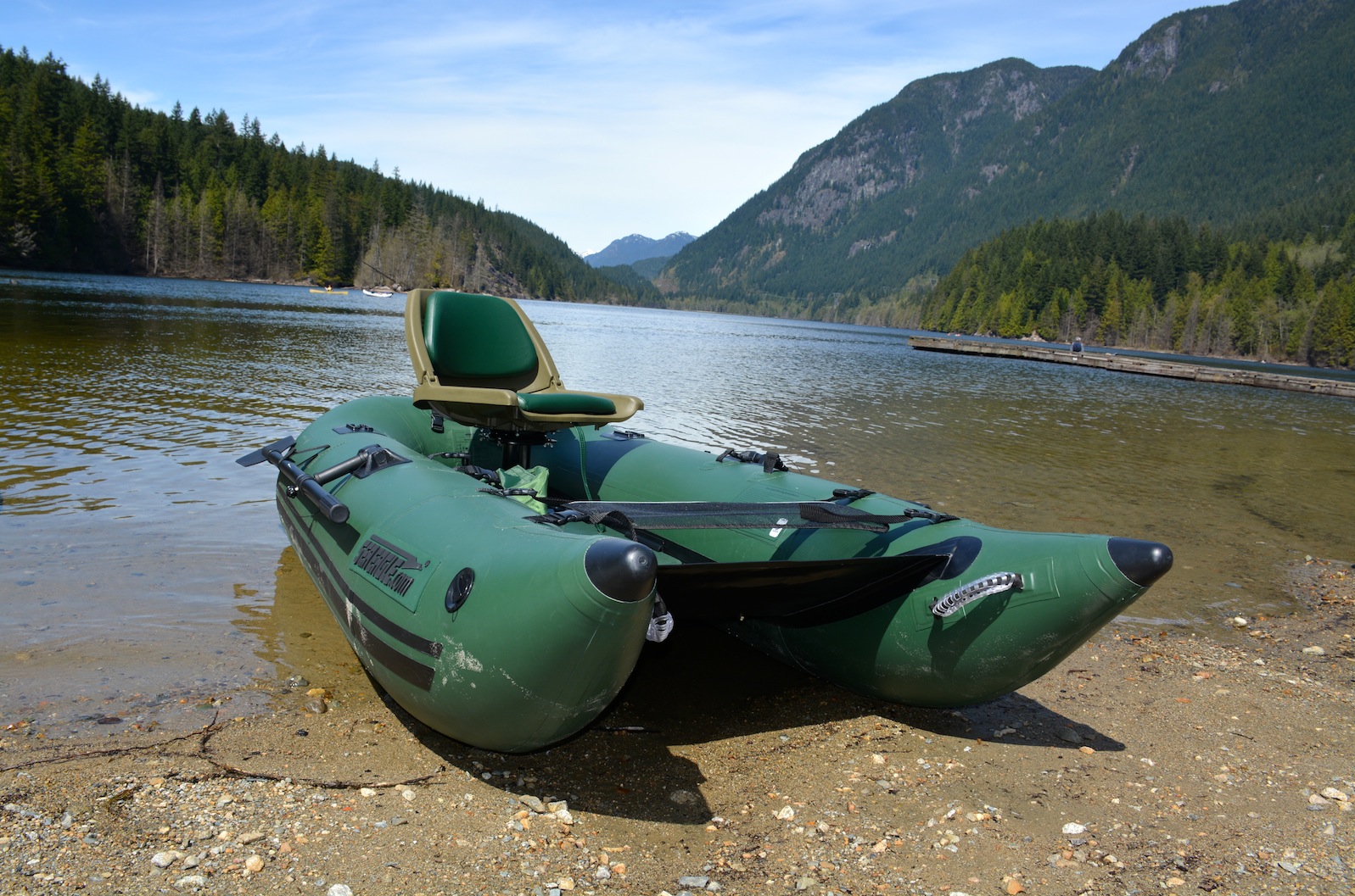  285PRO Green Inflatable Pontoon Fishing 1 Man Boat-Swivel-MA KE OFFER